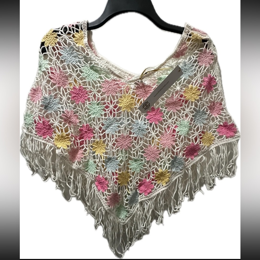 House of Harlow 1960 Multicolor Crochet Poncho NWTS
